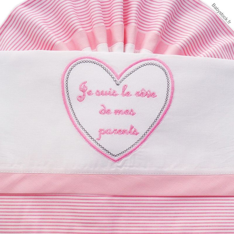 Parure Linge Lit Bebe Fille 60x1cm Brode Je Suis Le Reve De Mes Parents 3 Pieces Fabrique Portugal