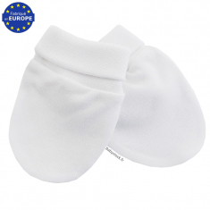 Moufles pour bébé prématuré 40 cm en coton blanc