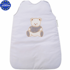 Gigoteuse bébé en velours blanc brodée Ourson gris